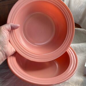 Vintage Hazel Atlas Moderntone Platonite Pastel pink bowls. Lot of 2